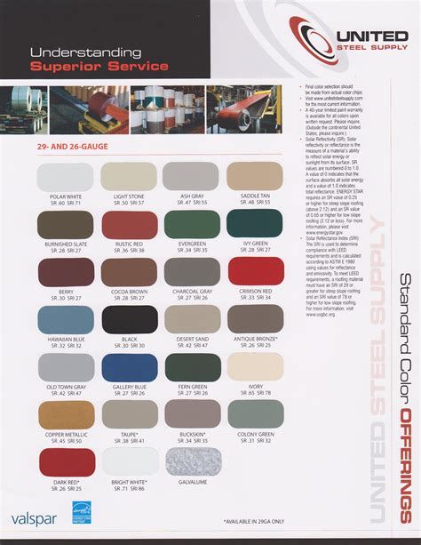 valspar metal roofing color chart